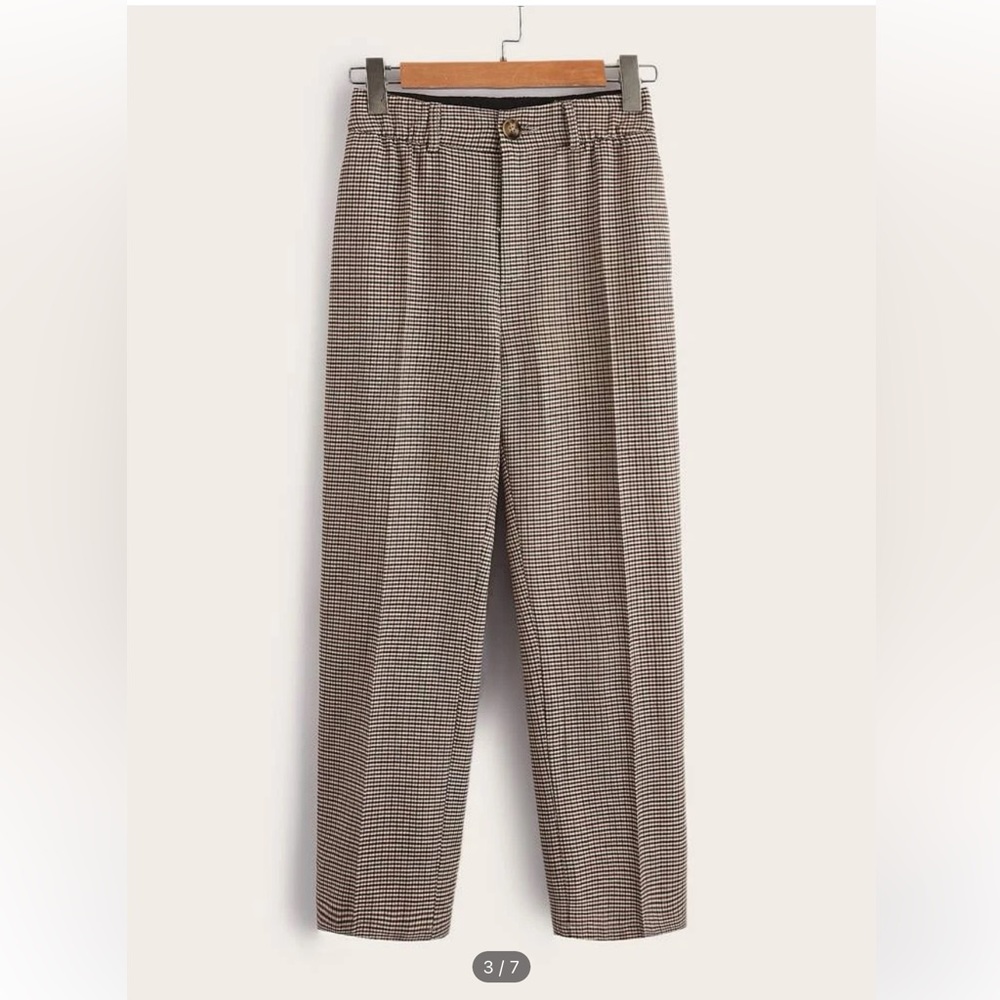 SHEIN Houndstooth Print Straight Leg Pants